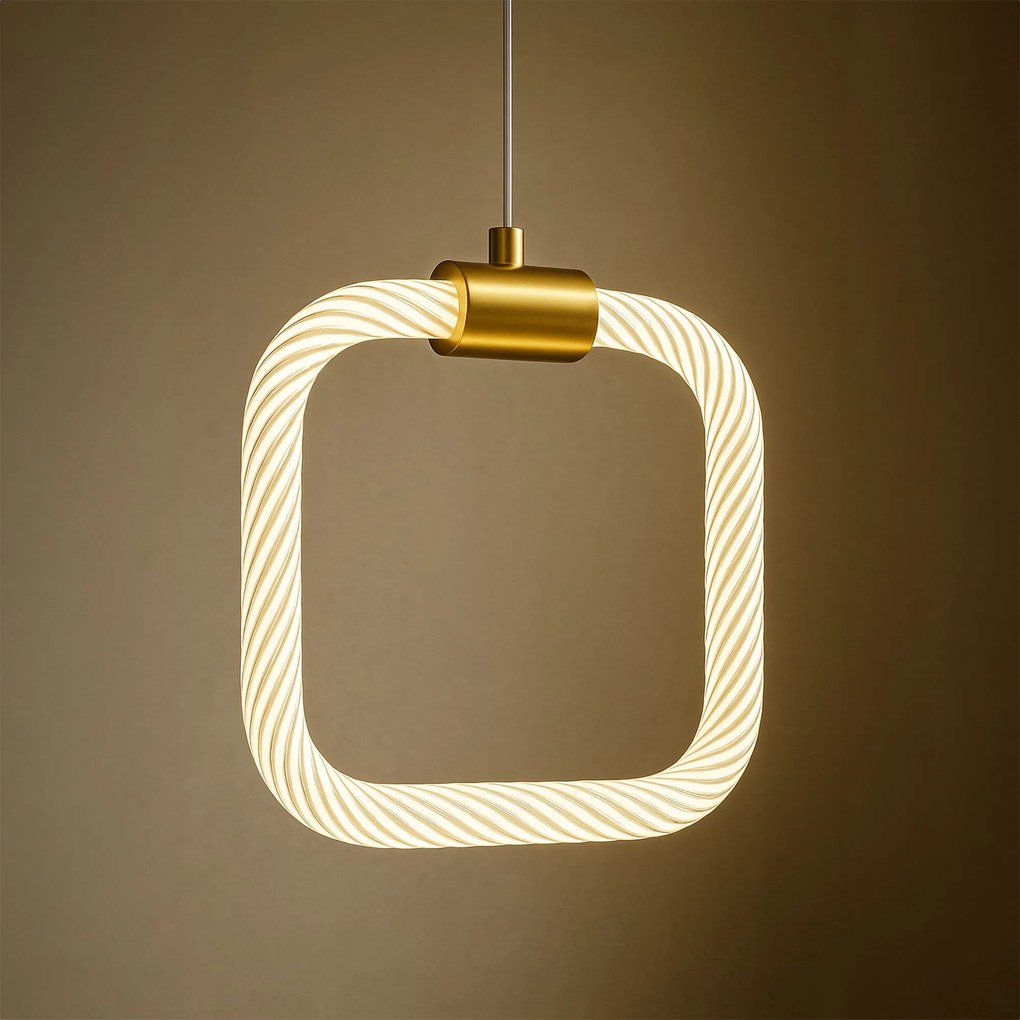 Toolight Toolight, závesné LED svietidlo 20x20cm, 9W, 3000K, LHJ056-CP1, číra-zlatá matná, OSW-60029