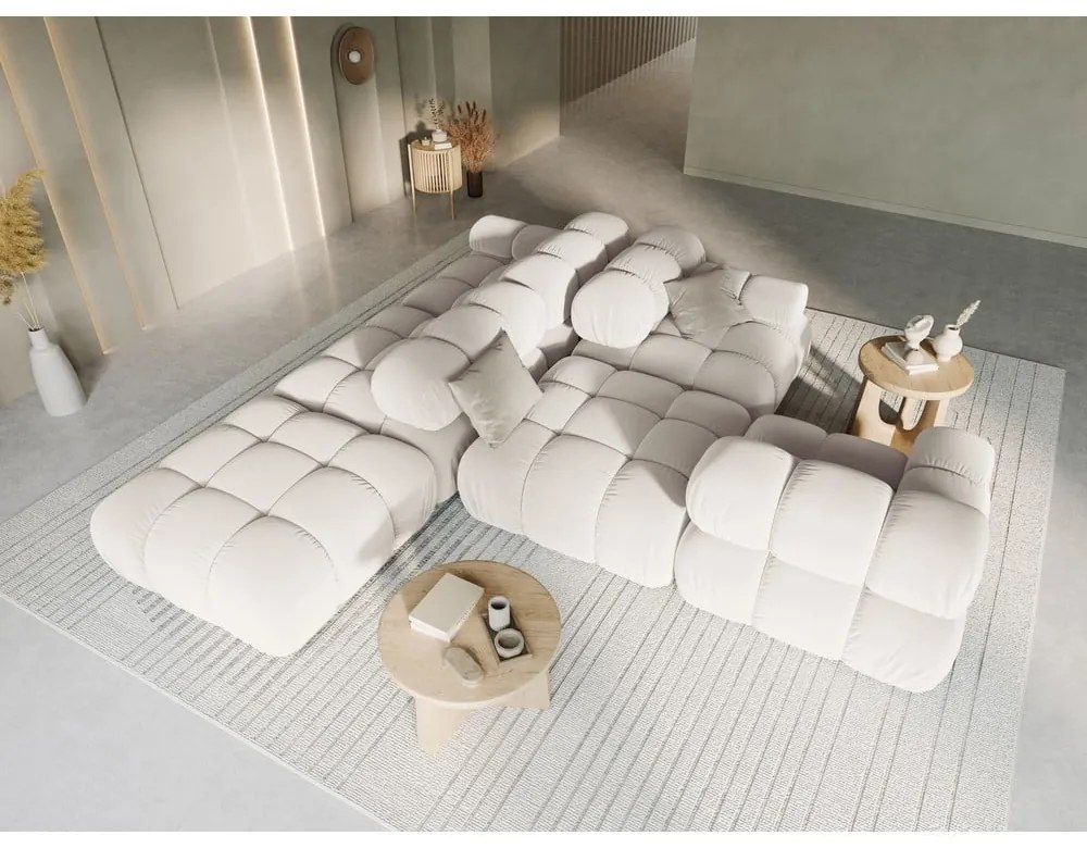 Béžová zamatová pohovka 282 cm Bellis – Micadoni