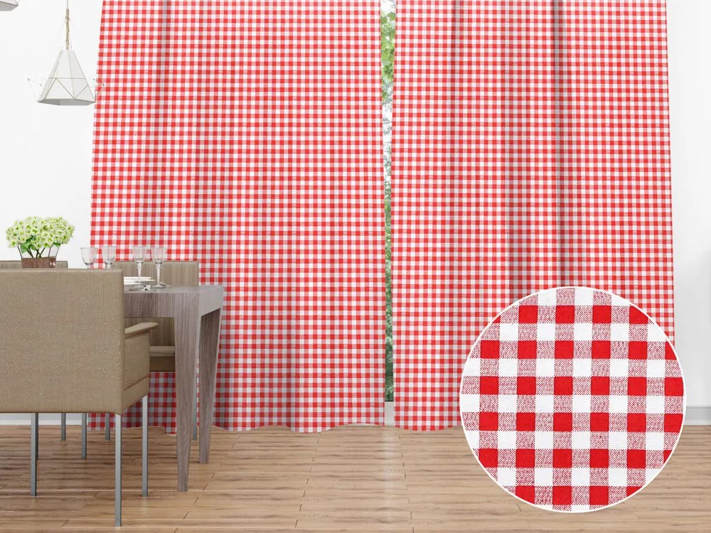 Biante Bavlnený záves Sandra SA-056 Červeno-biele kocky 140x180 cm