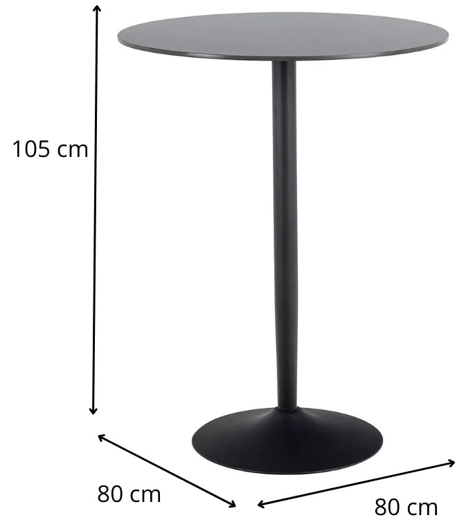 Keramický barový stůl Malta 105 cm černý mramor