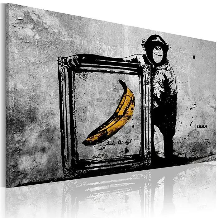 Obraz - Inspired by Banksy - black and white Veľkosť: 120x80, Verzia: Na talianskom plátne