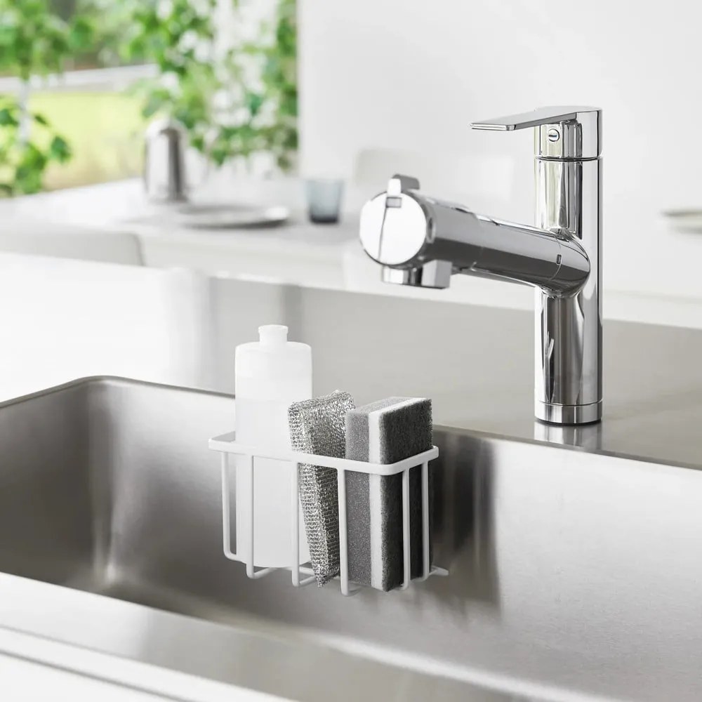 Biely kovový stojan na umývacie prostriedky bez vŕtania Film Hook – YAMAZAKI