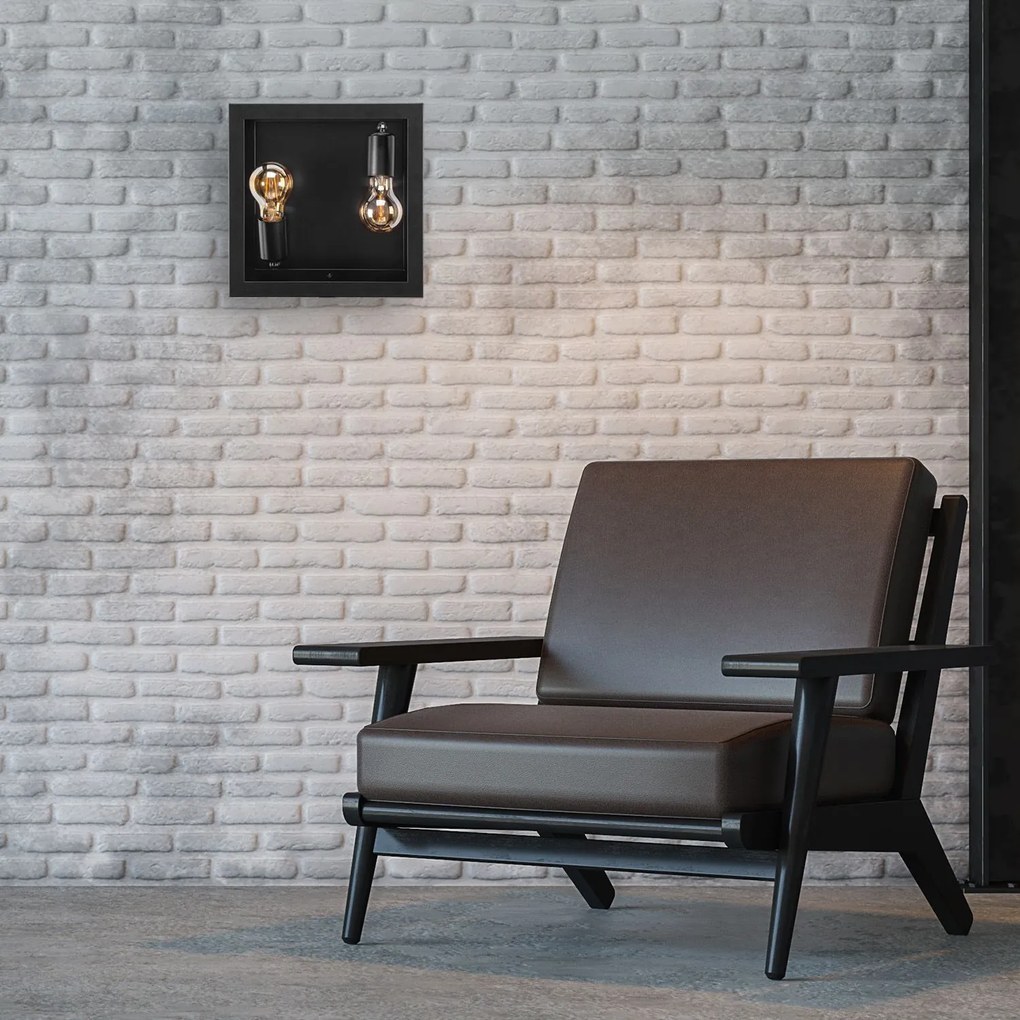 Toolight Toolight, nástenné svietidlo 2xE27 APP1305-2W, čierna matná, OSW-06579