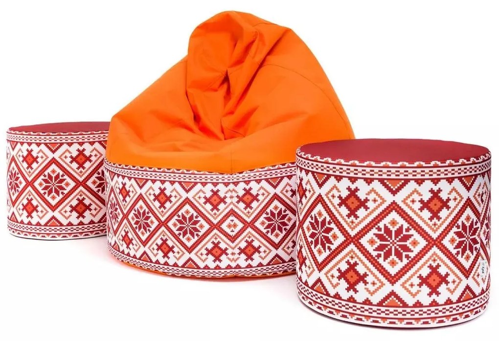 Sedací vak Viper Outdoor Folk – pohodlie s ľudovým štýlom do interiéru aj exteriéru Farba: Folk 4 - M20 krémovo-hnedý