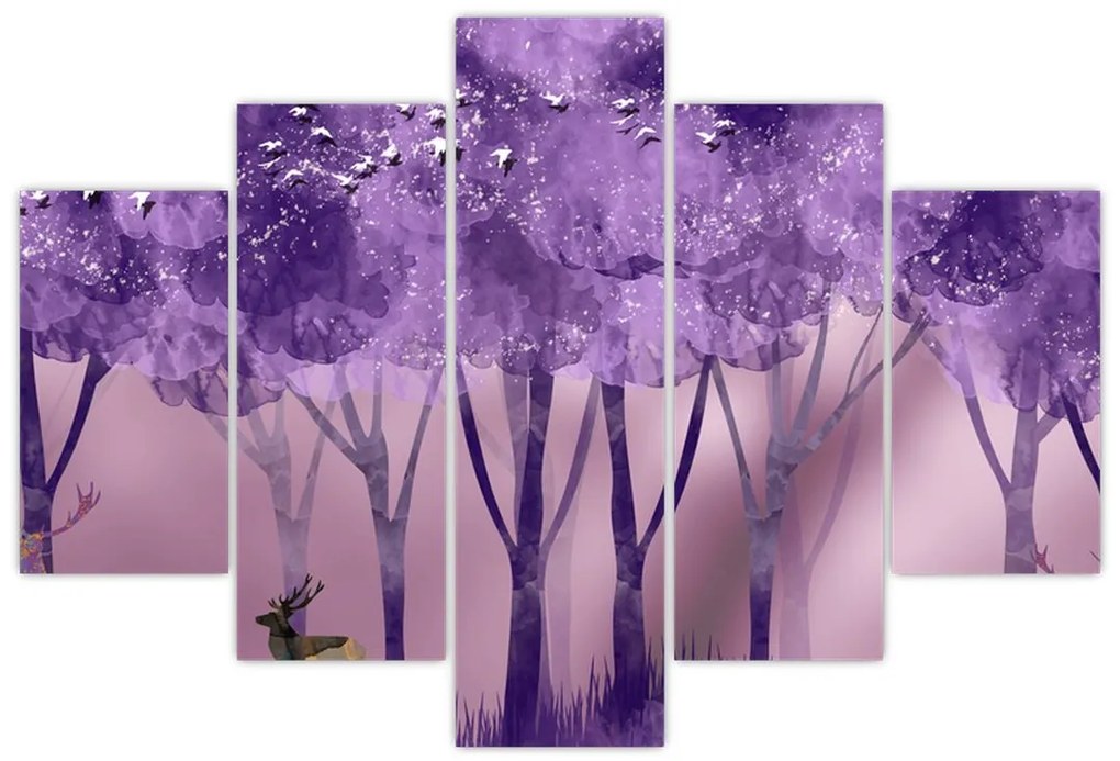 Obraz - Jelene v magickom lese (150x105 cm)