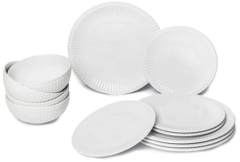 12-dielna súprava bieleho porcelánového riadu Bonami Essentials Purita