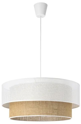 Závesný luster BORHO na lanku 1xE27/60W/230V pr. 50 cm biela/juta