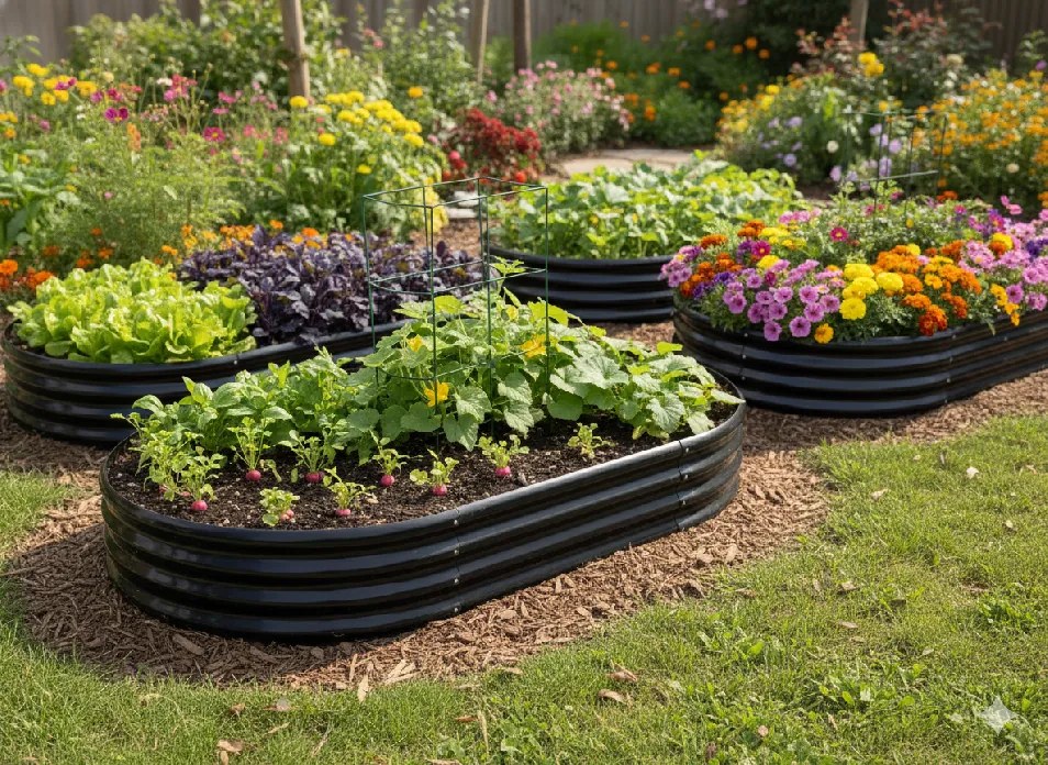 Garden Line ZÁHON NA ZELENINU A KVETINY 240 × 120 × 30 CM, OVALNÝ, ANTRACITOVÝ