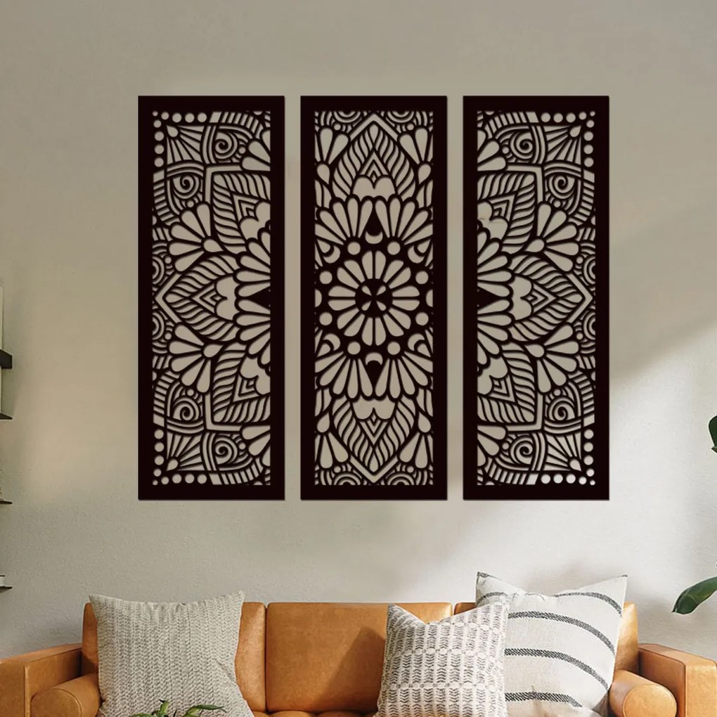 drevo zivota Drevená 3dielna mandala QUADRO Farebný vzor: Biela, Veľkosť viacdielov: 120x100