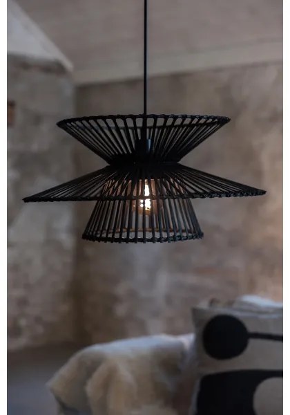 Markslöjd 108784 - Luster na lanku DUPLICI 1xE27/40W/230V čierna/bambus
