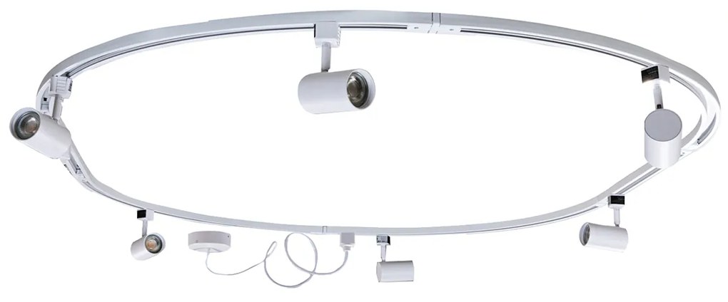 Moderný koľajnicový systém s 6 reflektormi biely 1-fázový oválny 100 cm - Iconic Jeana