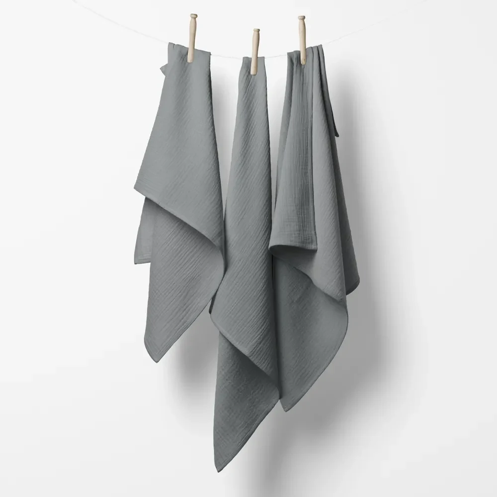 Biante Mušelínová plienka/dečka Nature MSN-062 Sivá - ZVÝHODNENÁ SADA 3 KS 70x70 cm - Sada 3 ks