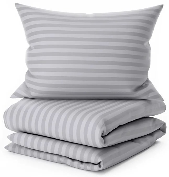 Hotelové obliečky z mikrovlákna JASMINE svetlo sivé - prúžok 2 cm, hotelové vrecko Rozmer obliečky: 2 ks 70 x 90 cm | 200 x 220 cm