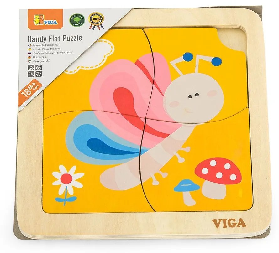 Drevené puzzle pre najmenších Viga 4 ks Motýlik