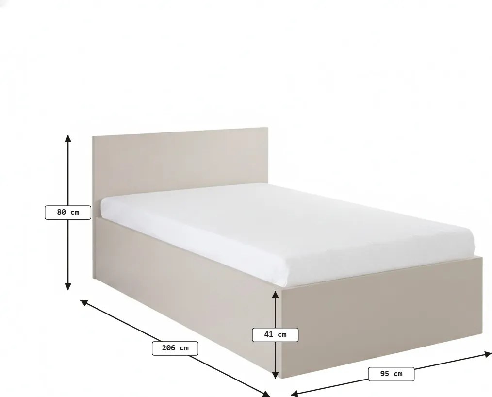 Posteľ SOFIA 90 x 200 cm, kašmírovobéžová Rošt: Bez roštu, Matrac: Matrac COCO MAXI 20 cm