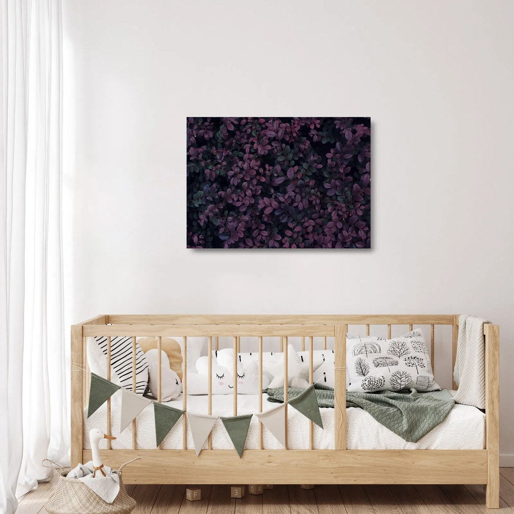 Sklenený obraz tmavočervených lístočkov (70x50 cm)