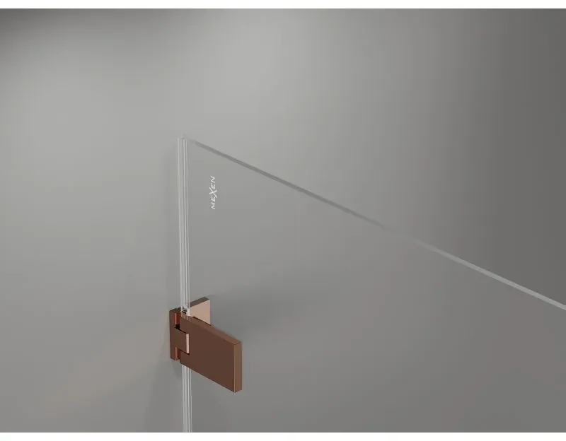Mexen Lunar-F, sklápací sprchový kút pravý 80 x 80 cm, 8mm číre sklo, ružové zlato 836-080-080-60-00-P