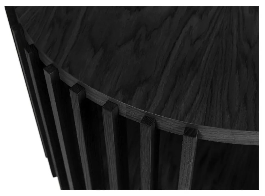 Čierny konferenčný stolík z dubového dreva Woodman Drum, ø 83 cm