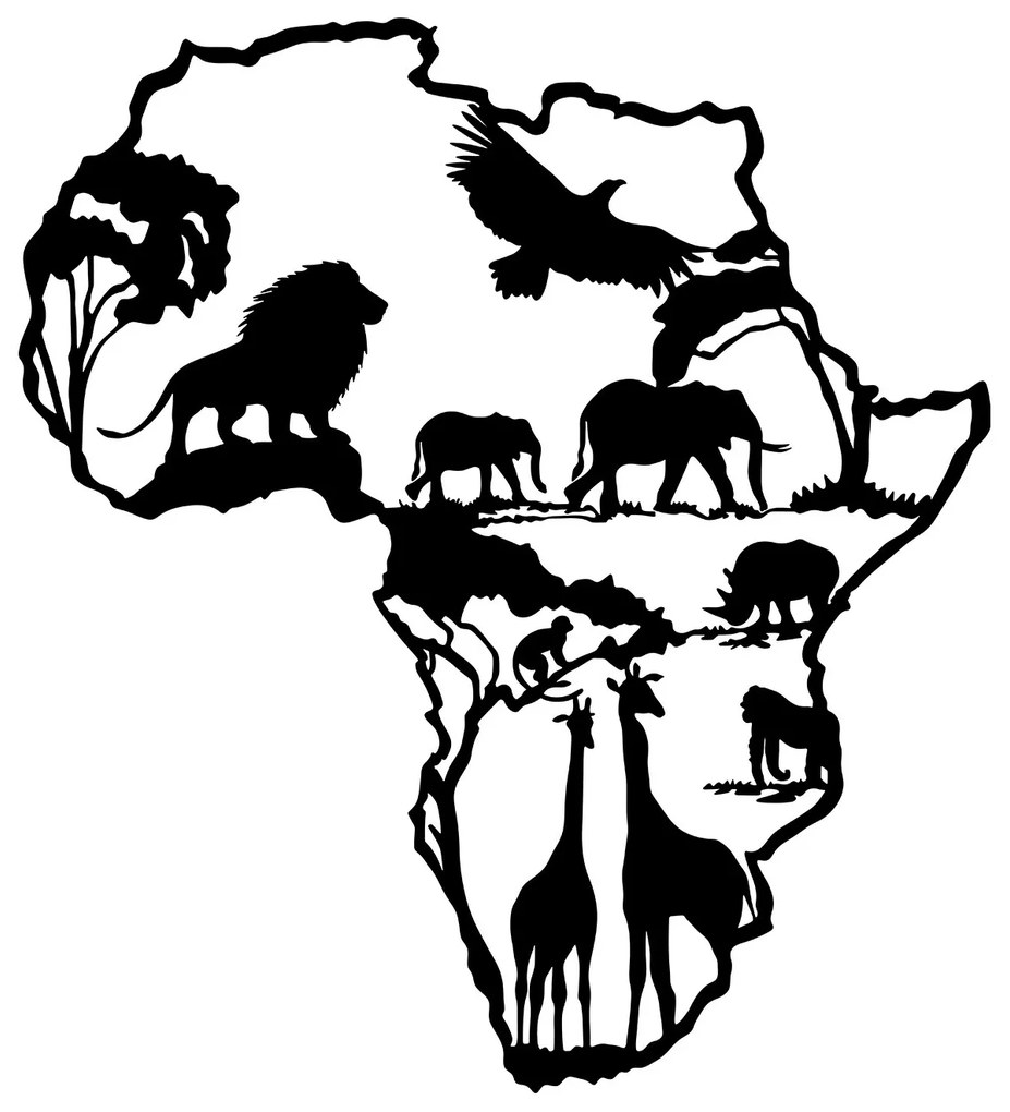 Nástenná kovová dekorácia africká 2 čierna