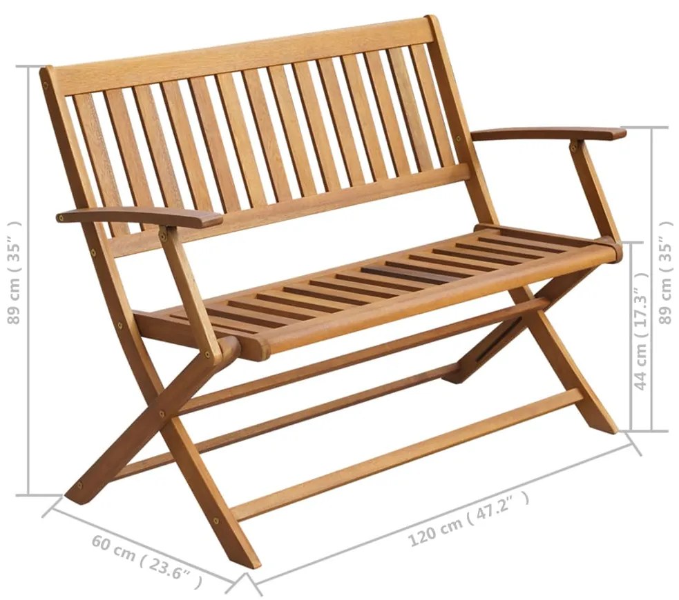 vidaXL Záhradná lavička s podložkou 120 cm akáciový masív