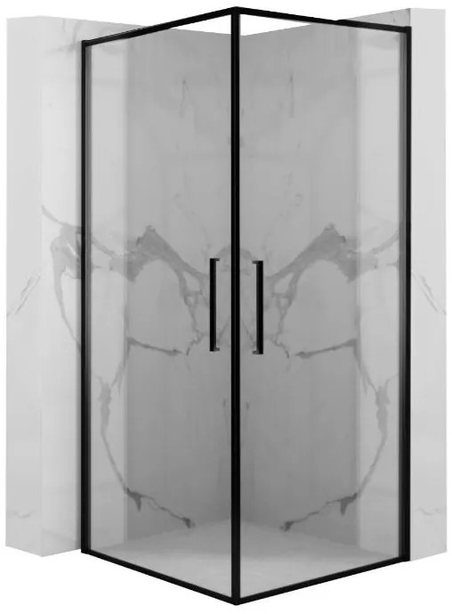 Rea Abra Matte, 2-krídlový sprchový kút 90 (dvere) x 90 (dvere) x 195 cm, 6mm číre sklo, čierny profil, REA-K5502
