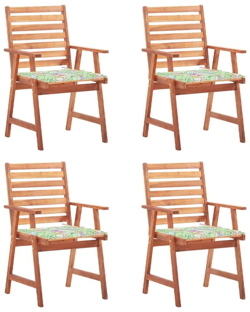 Vonkajšie jedálenské stoličky 4 ks s podložkami masívna akácia
