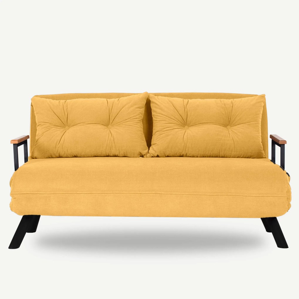 Pohovka futon Sandy (horčicová). Akcia -18%. Vlastná spoľahlivá doprava až k Vám domov. 1062309