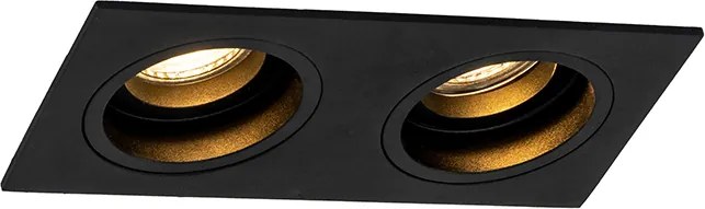 Inteligentné zapustené bodové svietidlo čierne obdĺžnikové nastaviteľné vrátane 2 WiFi GU10 - Chuck