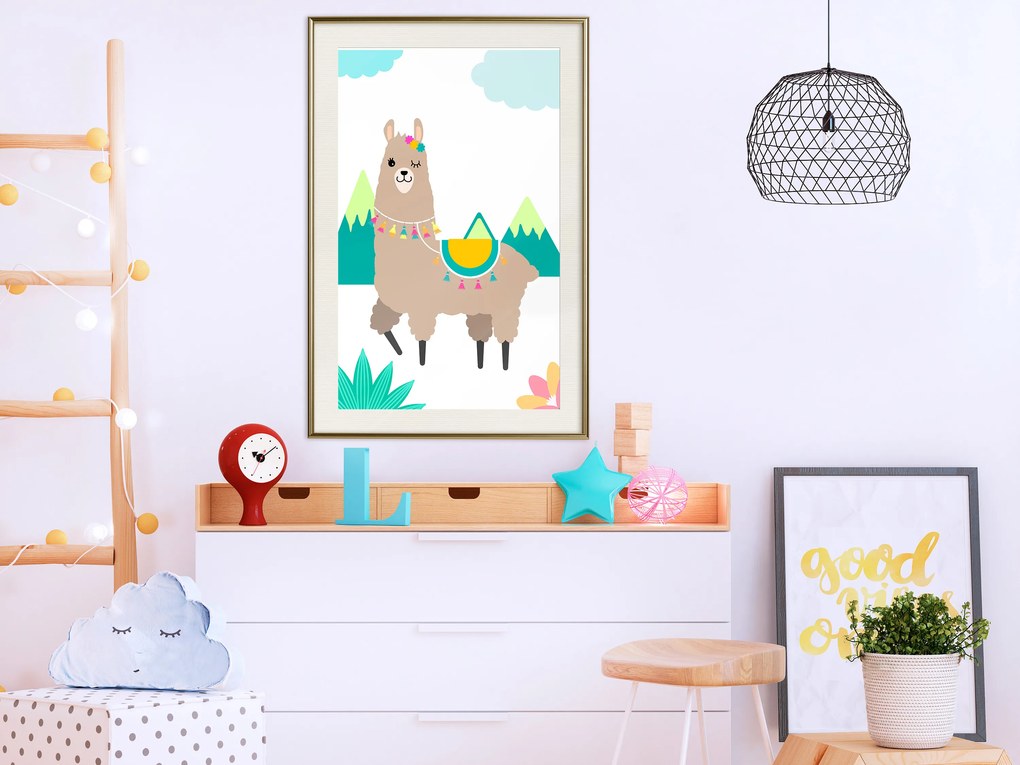 Artgeist Plagát - Unusual Lama [Poster] Veľkosť: 20x30, Verzia: Čierny rám s passe-partout