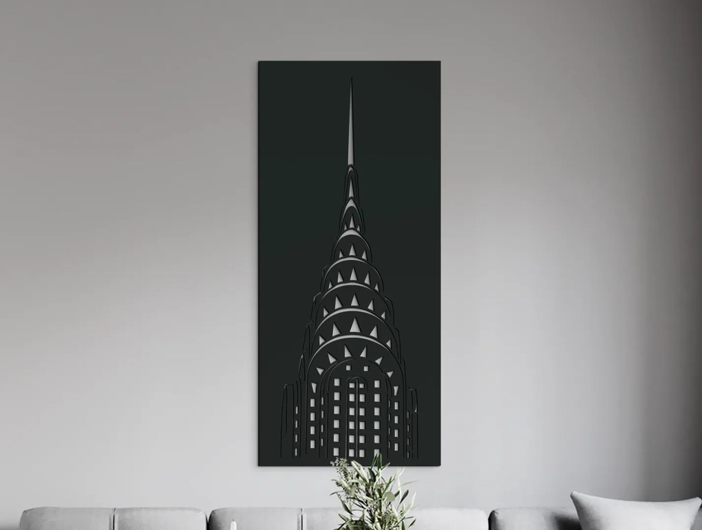 drevko Obraz Chrysler Building, New York Rozmer obrazu: 65 x 29 cm, Farba dekorácie: Čierna