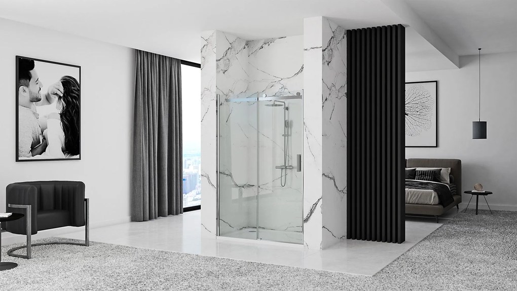 Rea Nixon, posuvné sprchové dvere 120x190 cm, pravé, 8mm číre sklo, chrómový profil, REA-K5003