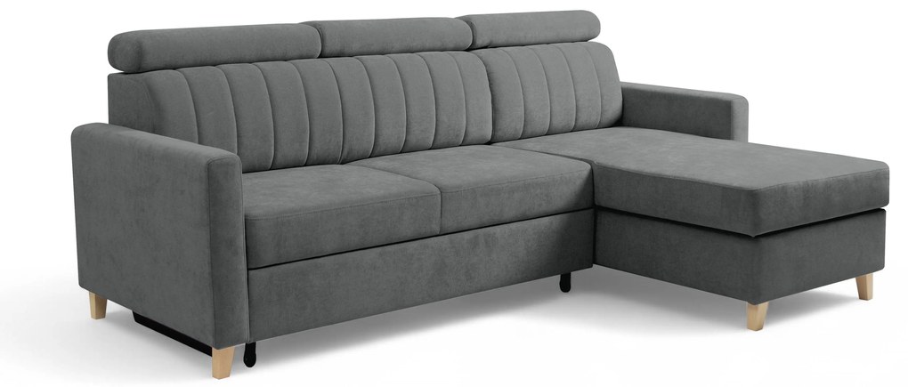 Rohová sedačka Vario s rozkladom univerzálna pravá/ľavá - sivý šenil Wind 89