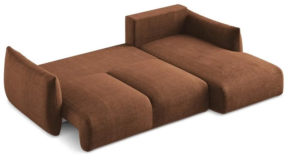 Terakotová rozkladacia rohová pohovka (pravý roh/s leňoškou) Leila – Makamii