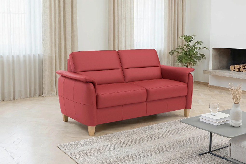 XXXLutz TROJMIESTNA POHOVKA, červená, pravá koža Sit & More - Sedačky - 0001440332G0