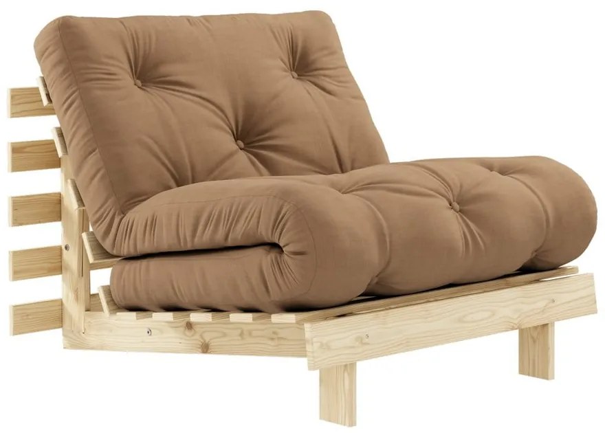 Rozkladacie kreslo s hnedým Karup Design Roots Raw/Mocca