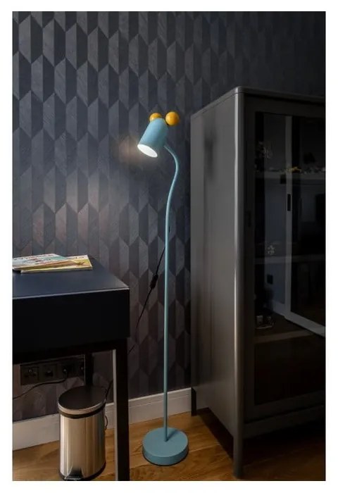 Svetlomodrá stojacia lampa s kovovým tienidlom (výška 133,5 cm) Mouse – GTV