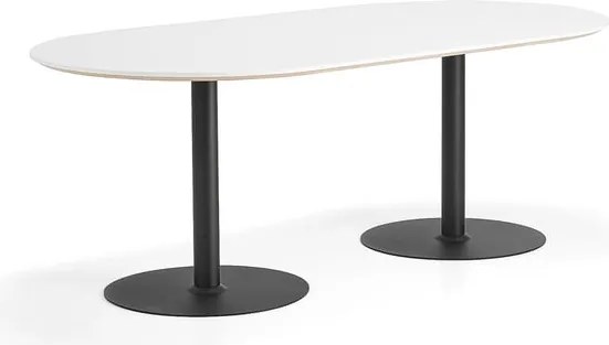 Stôl METRIC, ovál, 2000x1000x720 mm, čierna/biela