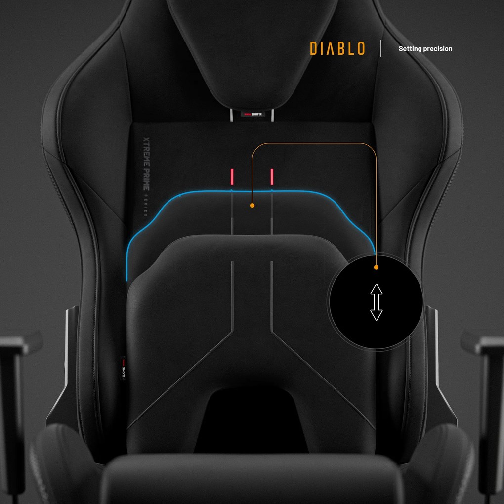 Herné kreslo, štandardná veľkosť, čierne: Diablo X-One Prime Burned Black