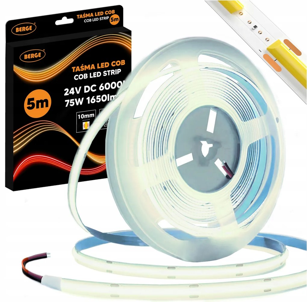 BERGE LED pásik COB Neon 24V - 528D - 15W/m - IP20 - 1650lm - 5m - studená farba