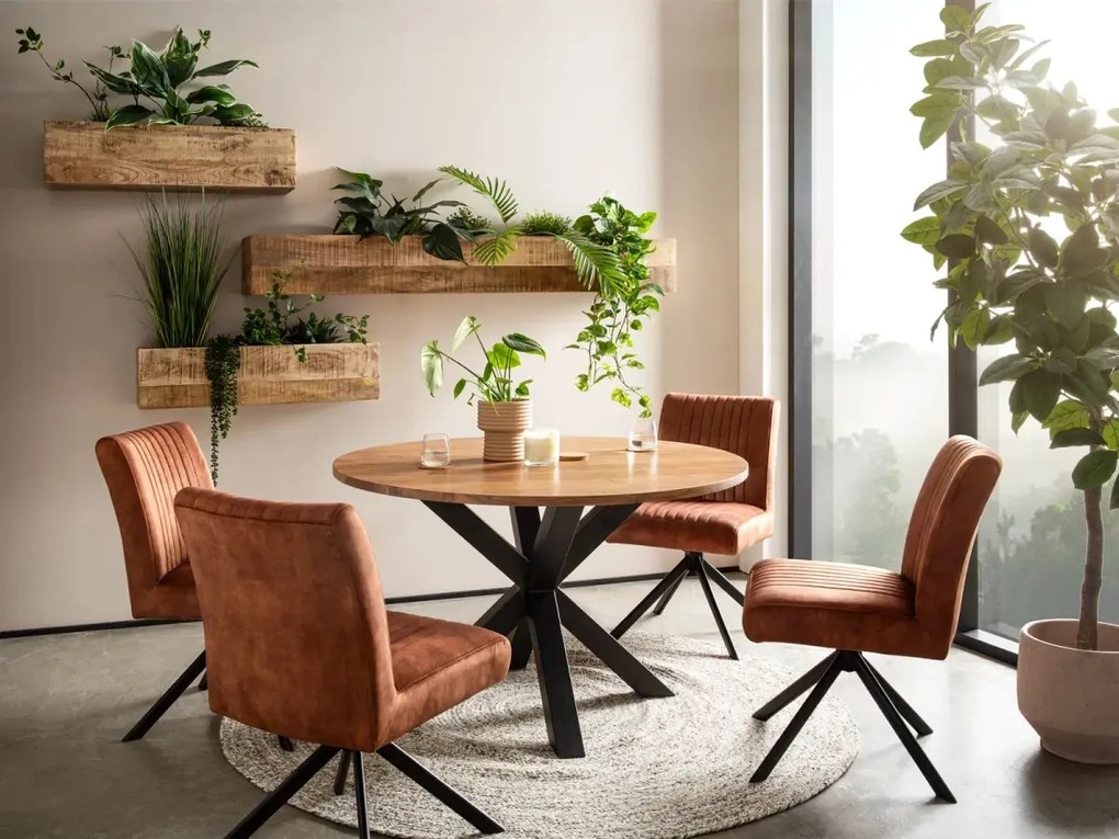 furniture-nabytek.cz - Masívna jedálenská sada Cruzar 120x120 z akácie, lakovaná, hnedá