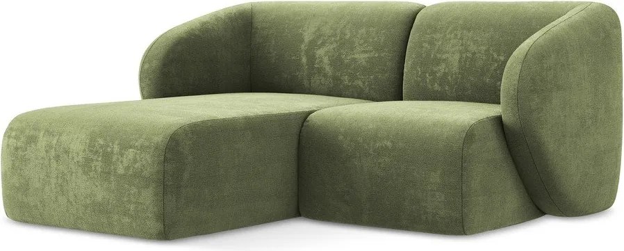 Zelená ženilková rohová pohovka (ľavý roh/s leňoškou) Lani – Makamii