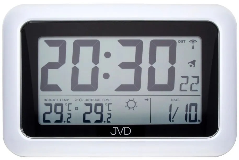 Rádiom riadené digitálne hodiny s budíkom JVD RB36.1, 28cm