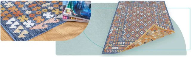 Obojstranný koberec Echo Aztec Navy