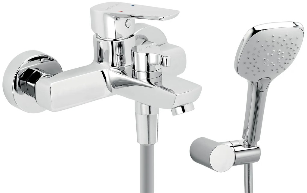 Novaservis Novaservis, vaňová nástenná batérie ECO s ručnou bodovou súpravou, 150 mm, chrómová, 58020-0