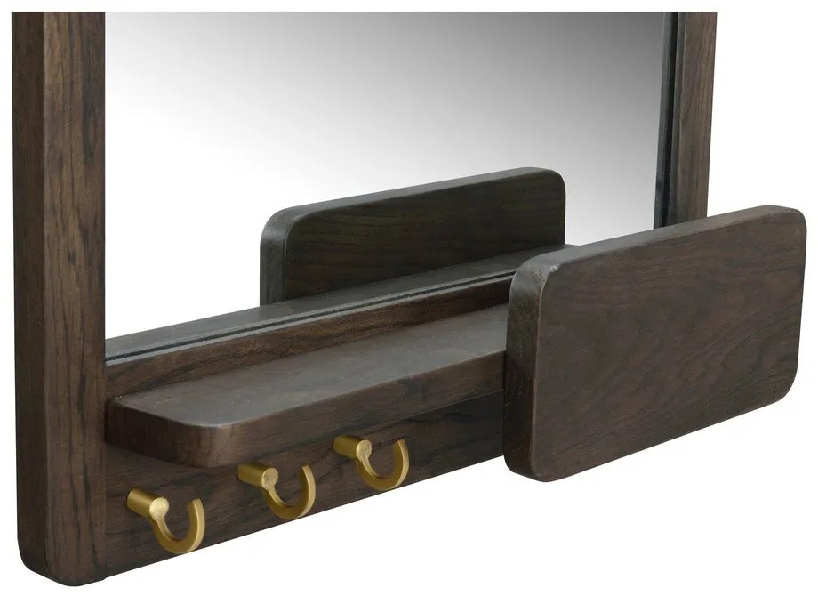 Nástenné zrkadlo s poličkou s dreveným rámom 45x60 cm Inverness - Rowico