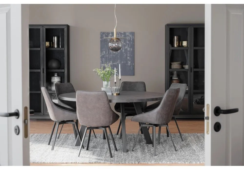 Čierna vitrína z dubového dreva 95x195 cm Everett - Rowico