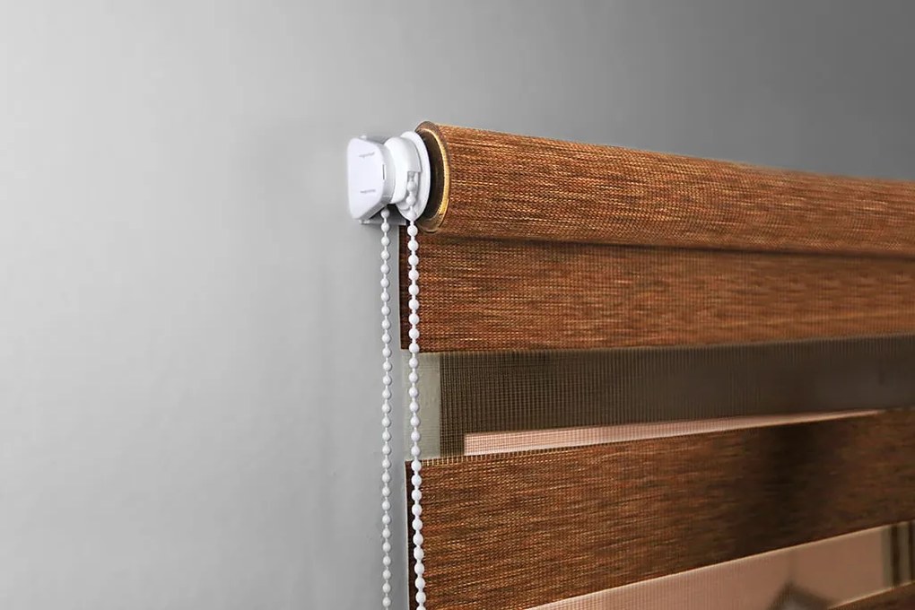 FEXI Roleta Deň a noc, Hesián, Biela, E 001 Šírka rolety: 30 cm, Výška rolety: 150 cm, Strana a farba mechanizmu: Ľavá - Hnedá