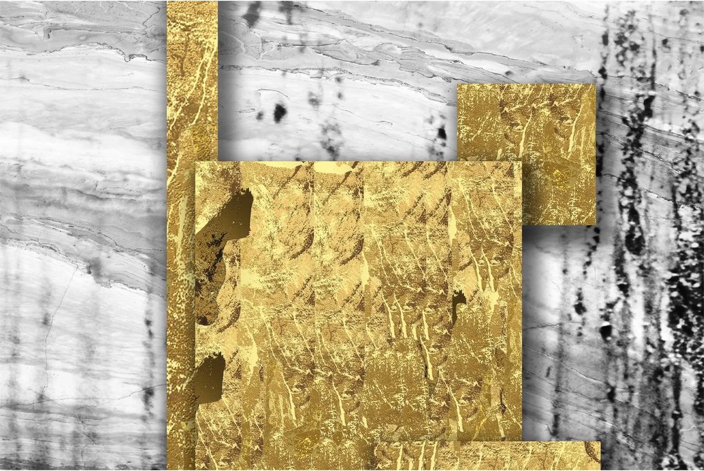 Obraz - Zlaté štvorce N⁰1 (90x60 cm)