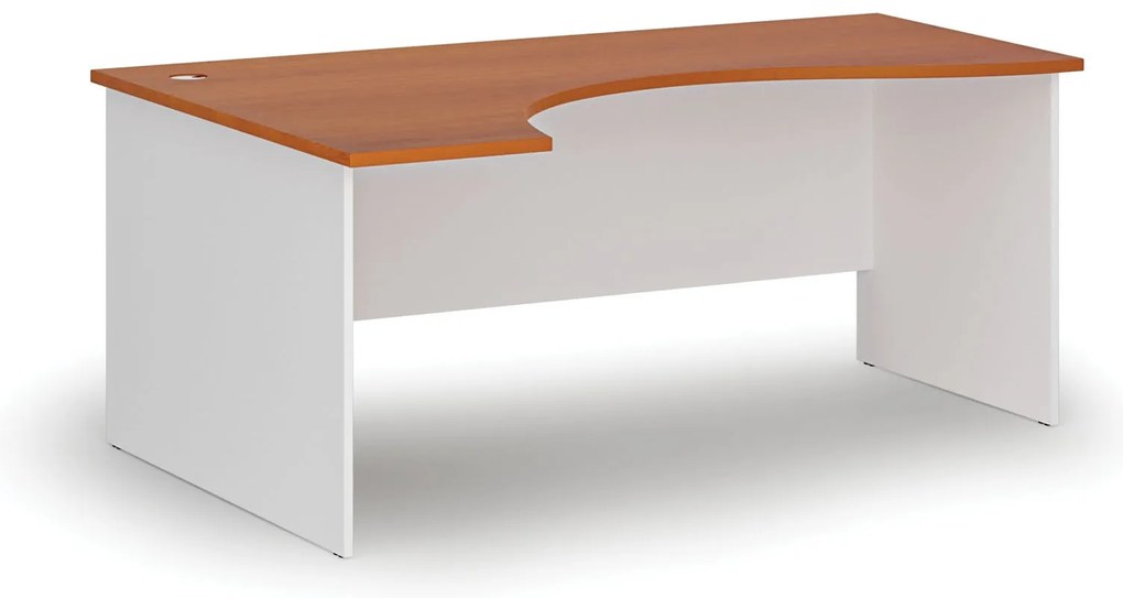 Ergonomický kancelársky písací stôl PRIMO WHITE, 180x120 cm, ľavý, biela/čerešňa