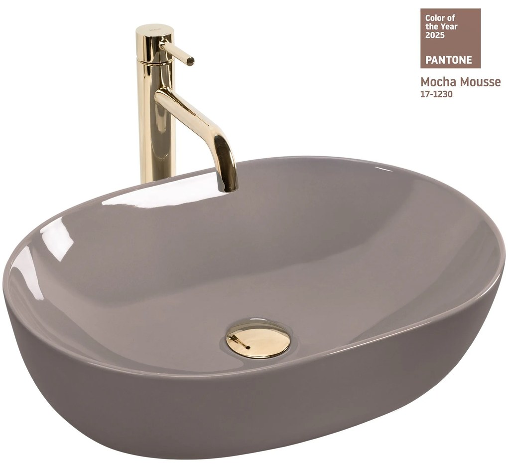 Rea Lisa, umývadlo na dosku 490x350x140 mm, béžová lesklá, REA-U6380
